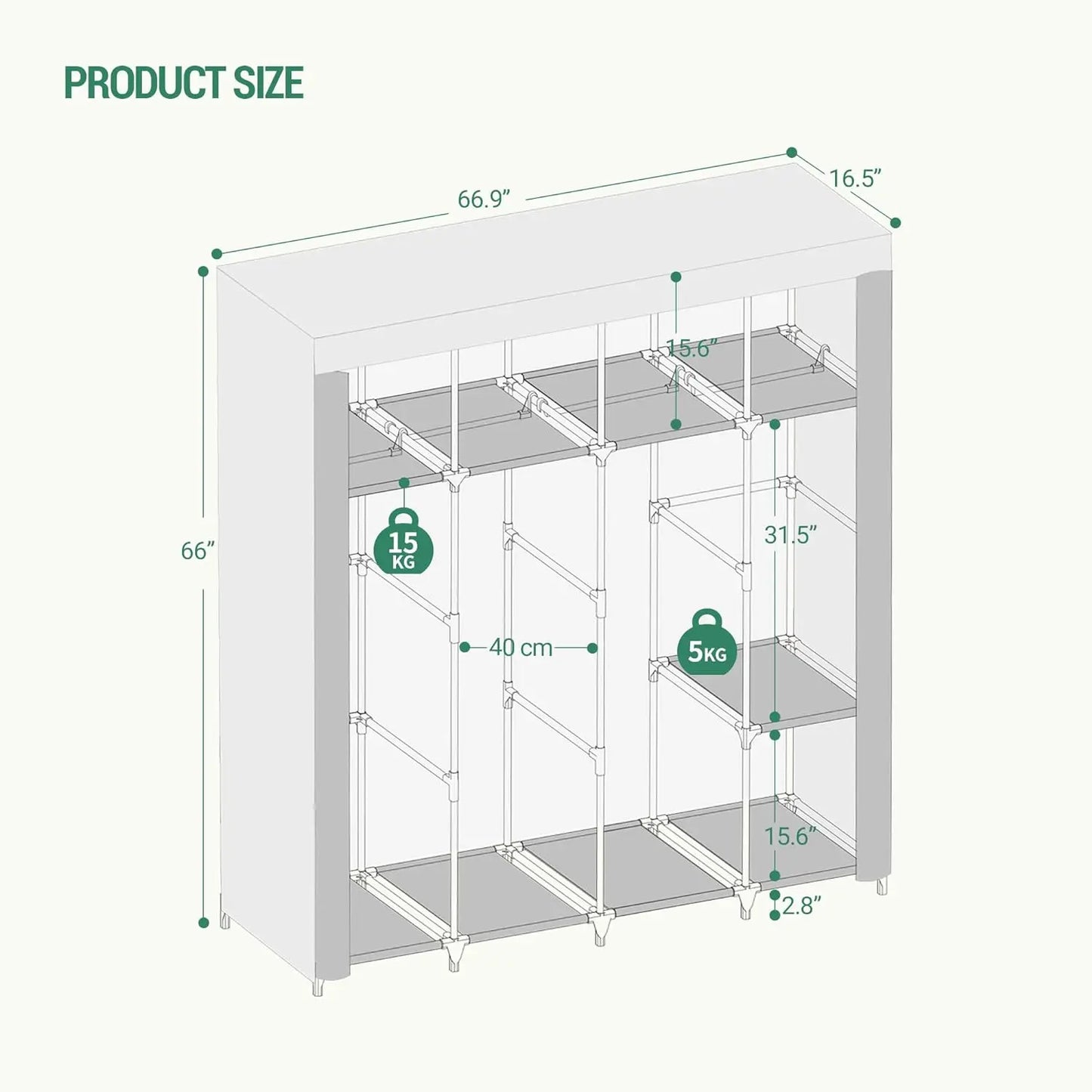 Closet Wardrobe, Portable Closet for Bedroom, Clothes Storage Organizer