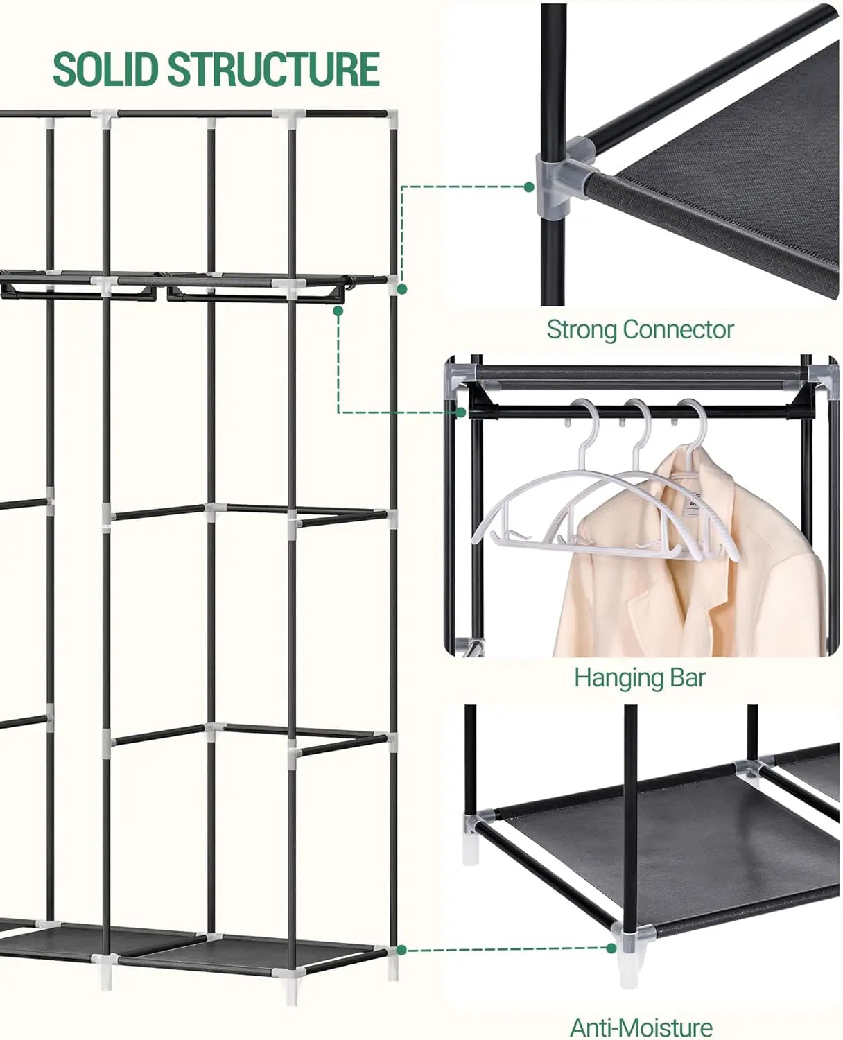 Closet Wardrobe, Portable Closet for Bedroom, Clothes Storage Organizer