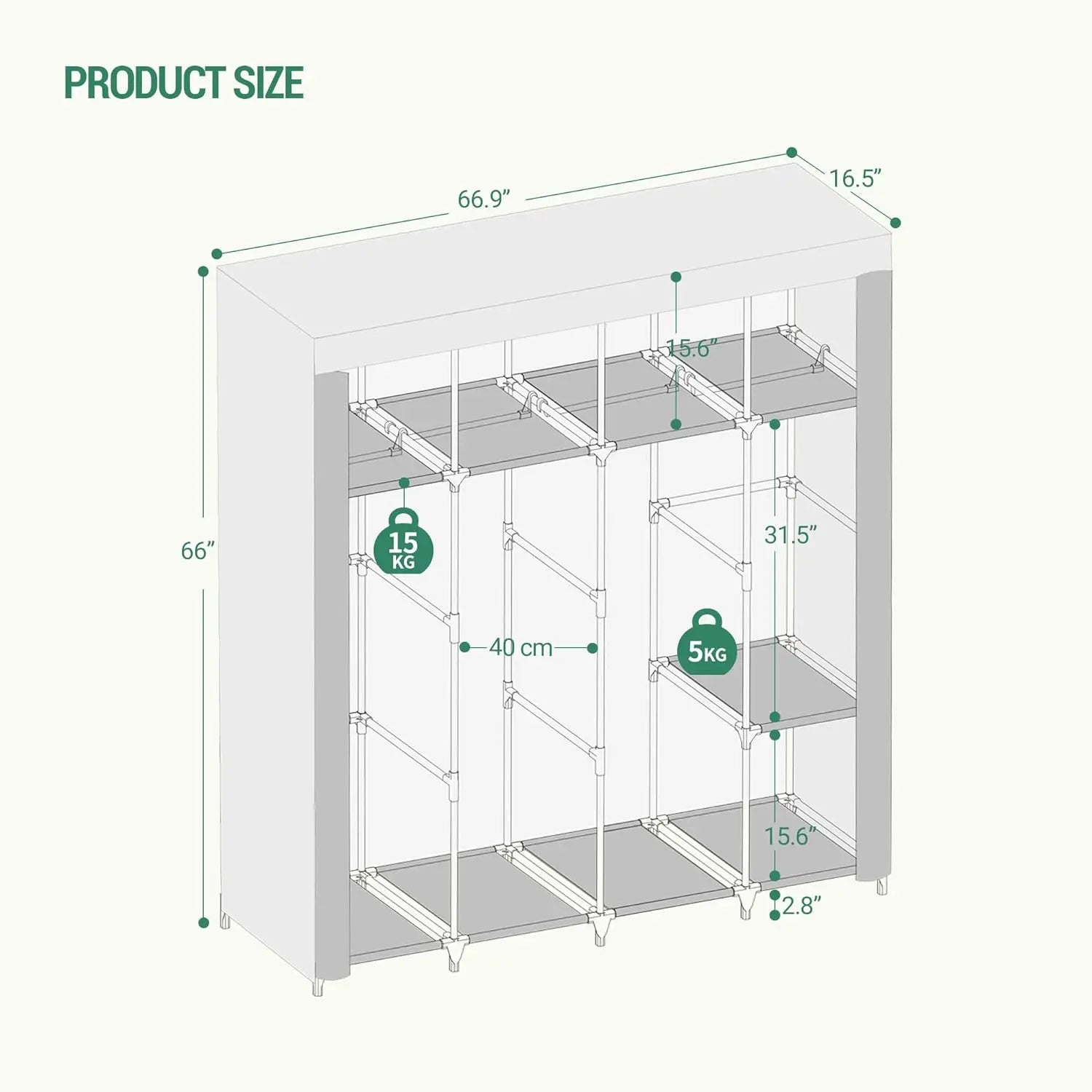 Closet Wardrobe, Portable Closet for Bedroom, Clothes Storage Organizer